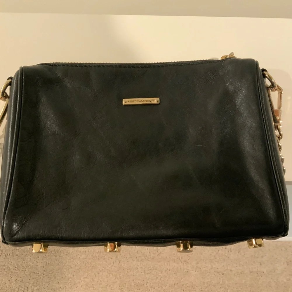 Rebecca Minkoff Black Crossbody Bag with Gold Zippers